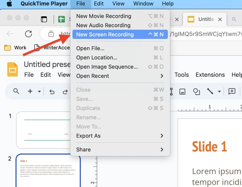 Record Google Slides Presentation Using Quicktime