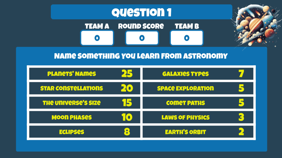 Astronomy Classroom Feud Google Slides Template Question 1