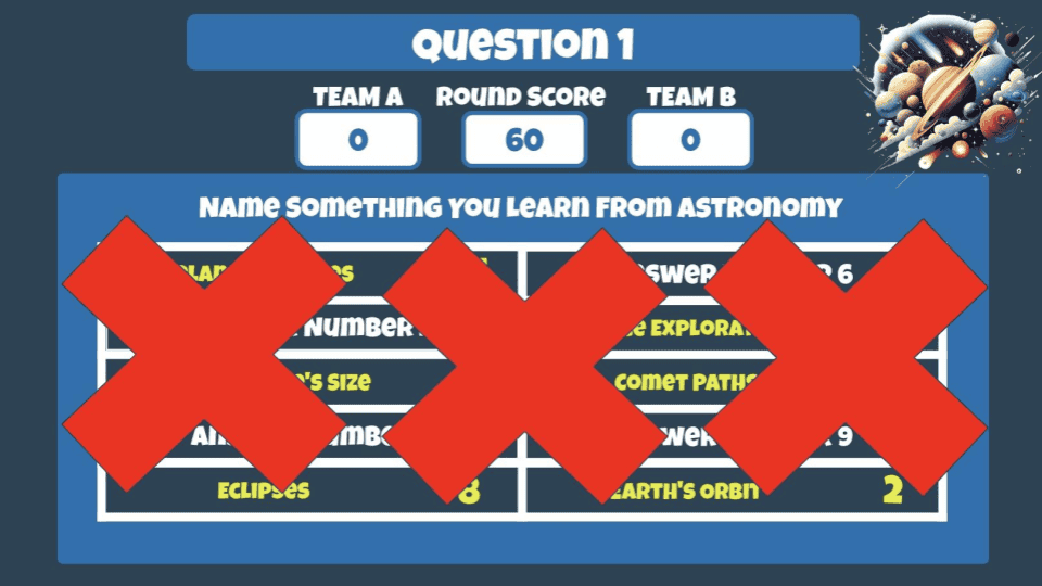 Astronomy Classroom Feud Google Slides Template Question Strikes