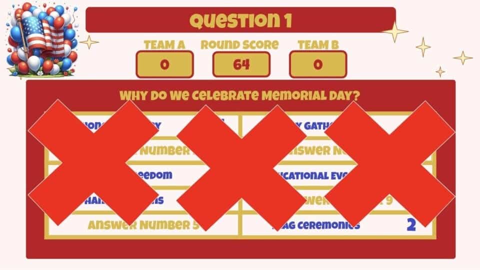 Memorial Day Classroom Feud Google Slides Template Strikes