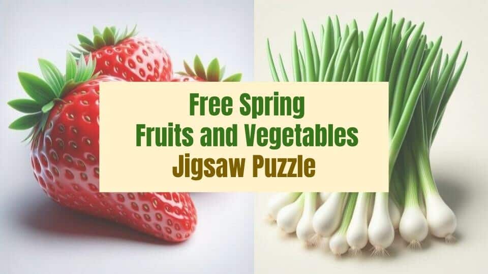 Spring Fruits And Vegetables. A Google Slides Jigsaw Puzzle.