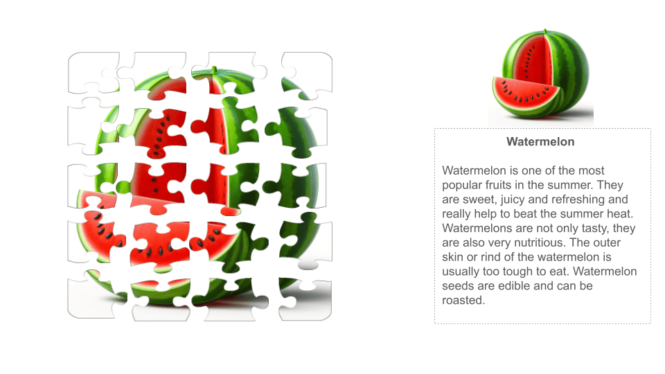 Watermelon Fruit Jigsaw Puzzle Google Slides 1