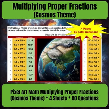 Multiplying Proper Fractions Earth/Cosmos/Space Theme