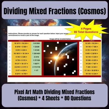 Dividing Mixed Fractions - Space/Cosmos Theme